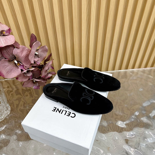 Celine CELINE 25 Slippers Black Velvet 285914