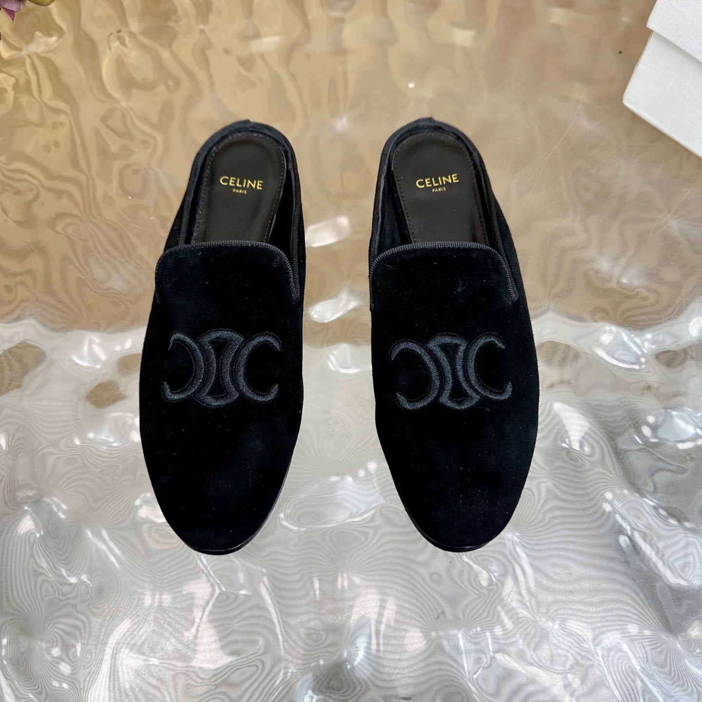 Celine CELINE 25 Slippers Black Velvet 285914