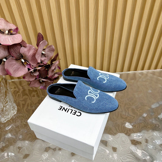 Celine CELINE 25 Slippers Blue Denim 285915