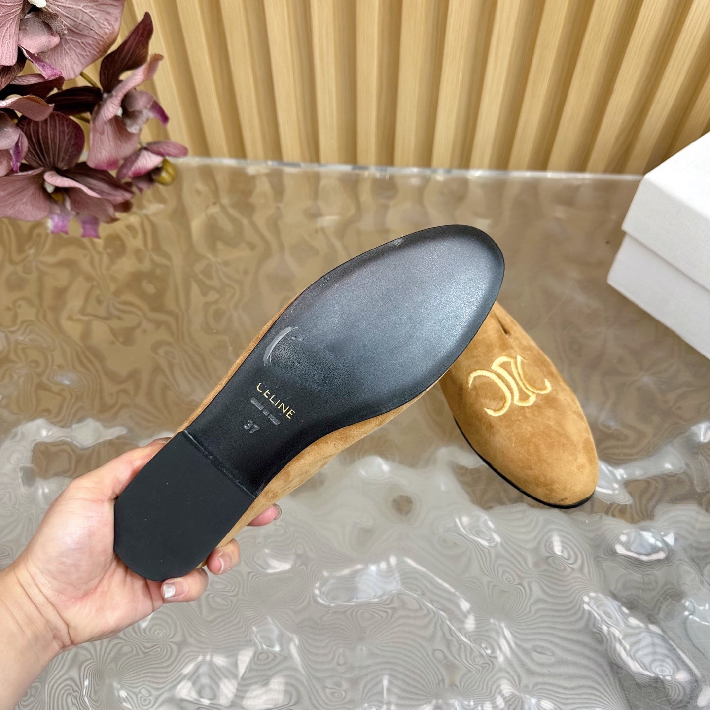 Celine CELINE 25 Slippers Brown Suede 285916
