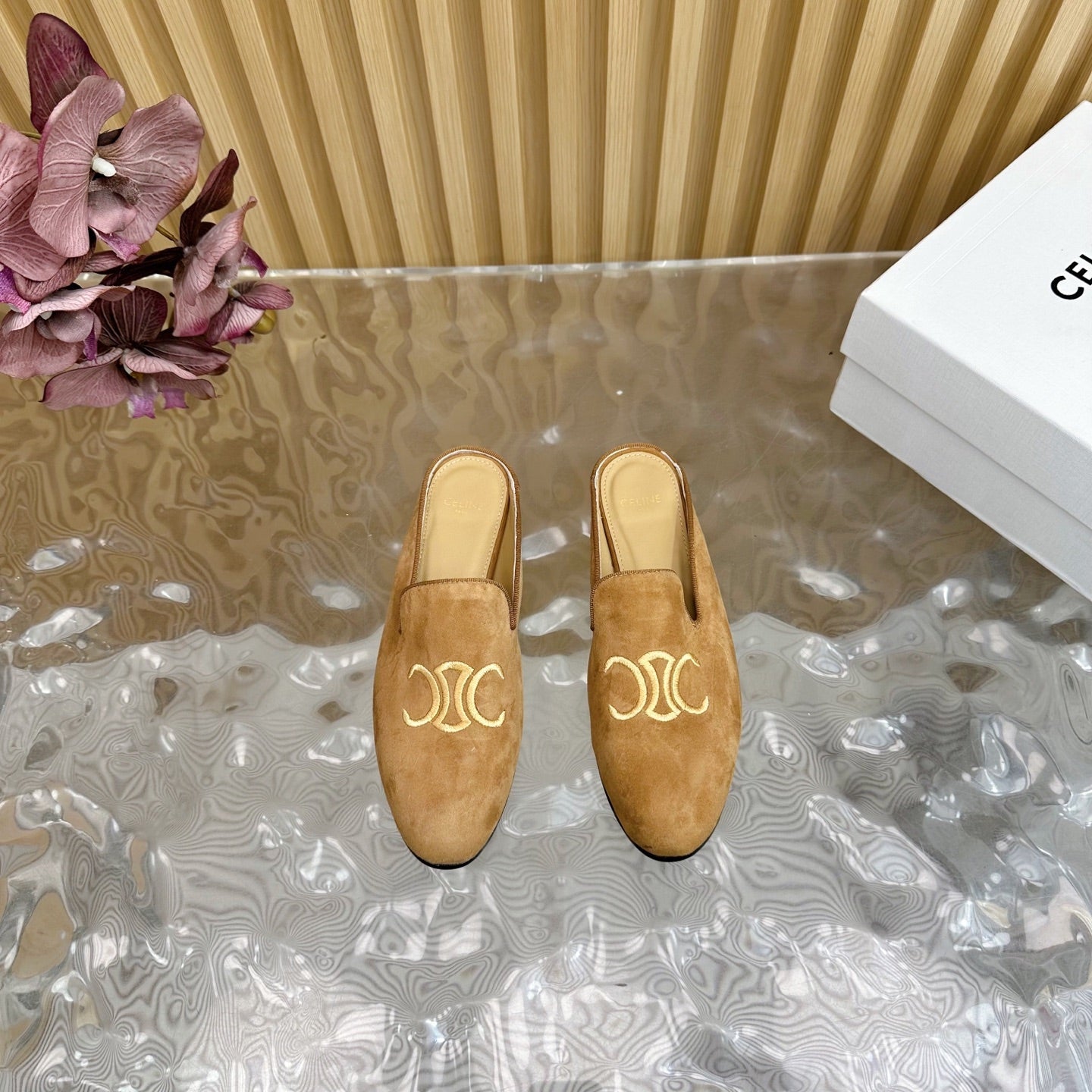 Celine CELINE 25 Slippers Brown Suede 285916