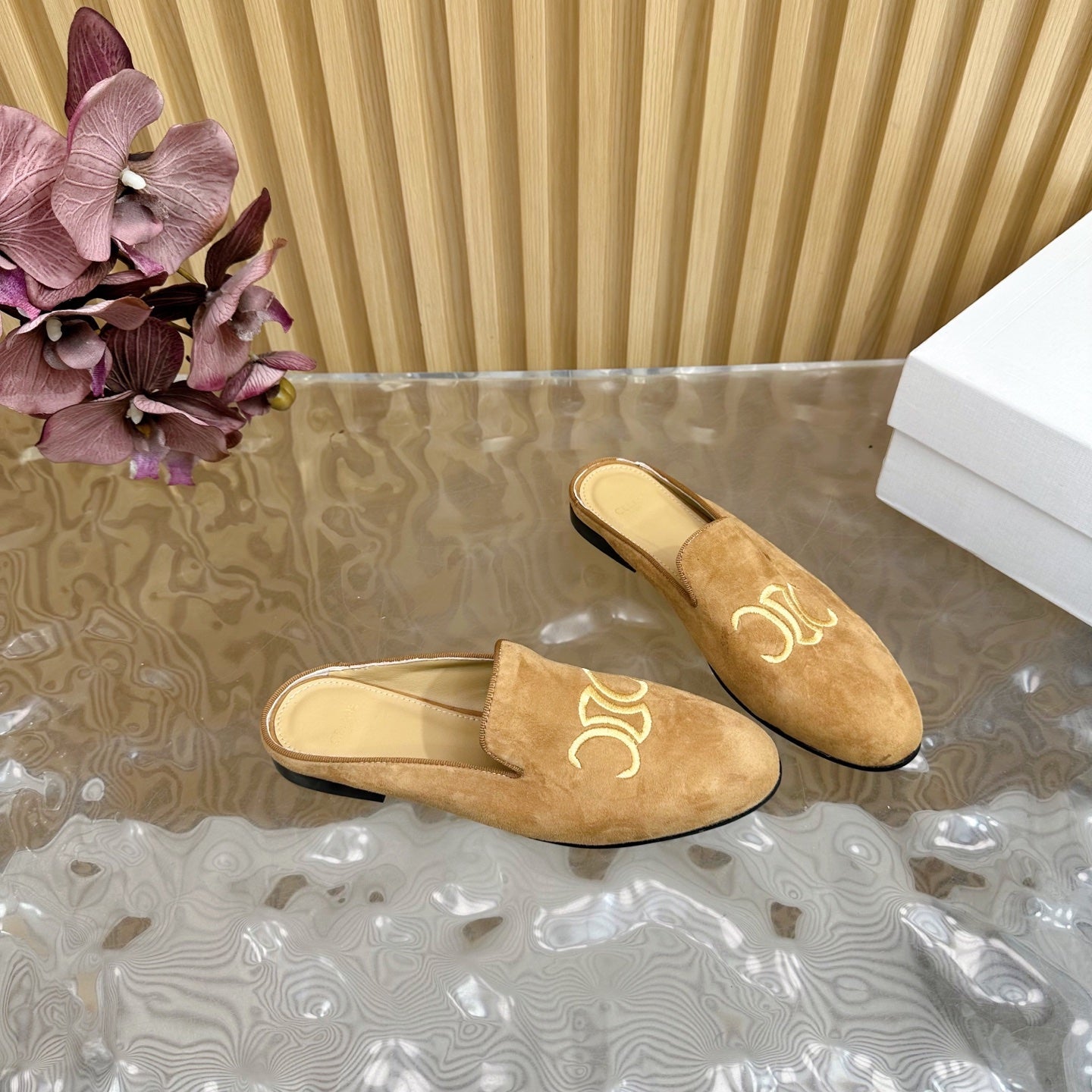 Celine CELINE 25 Slippers Brown Suede 285916