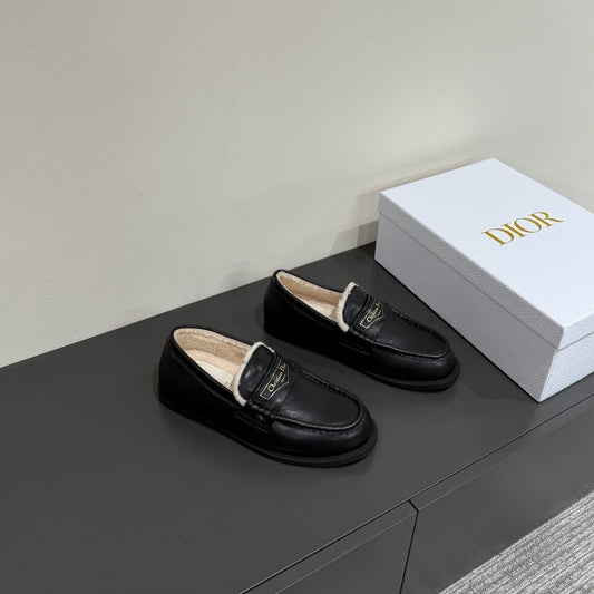 DIOR Loafers In Black Lambskin And Fleece Lining 109291