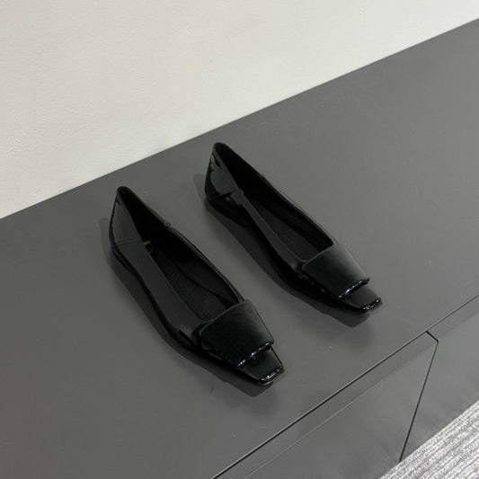 Saint Laurent POPPY BALLET FLATS IN BLACK GLOSSY LAMBSKIN