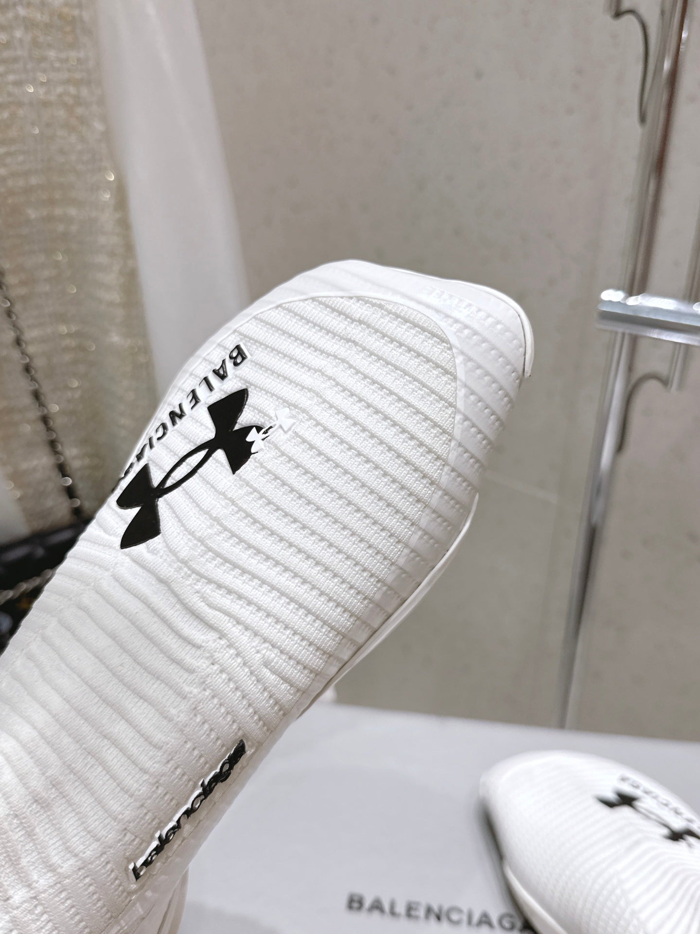Balanciaga UNDER ARMOUR HYPER SNEAKER IN WHITE MIX BLACK KNITTED FABRIC