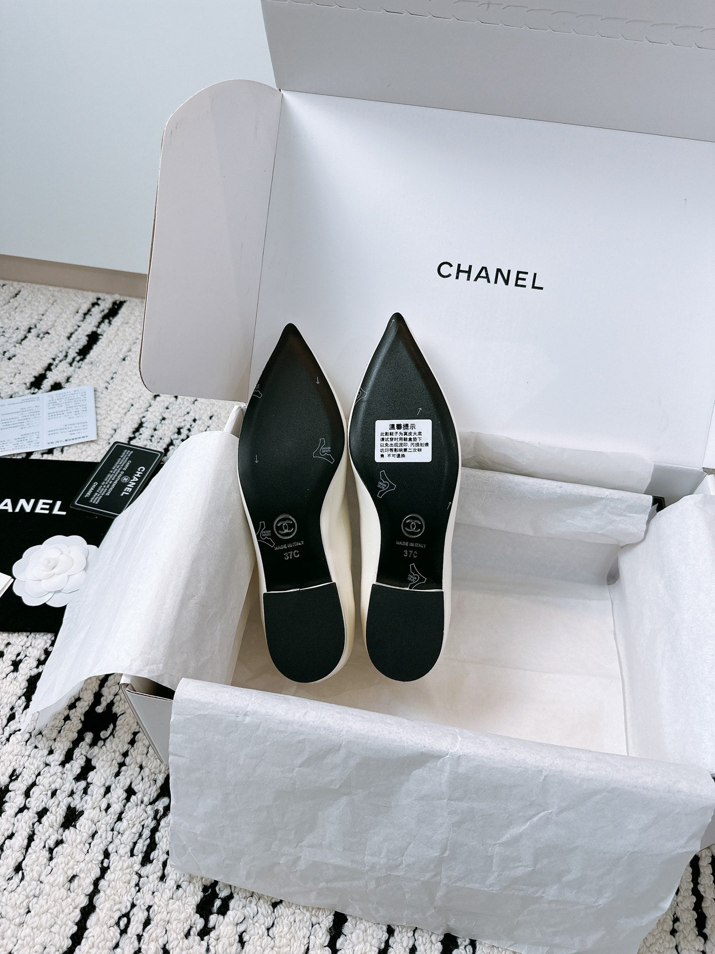 CHANEL Ballet Flats In White Glossy Lambskin 144669