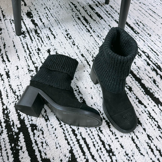 CHANEL Ankle Boots 70MM In Black Suede 144562