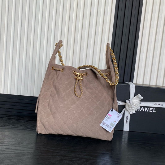CHANEL 25C Hobo Bag 40cm Rosy Brown Suede