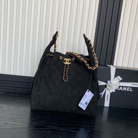 CHANEL 25C Hobo Bag 40cm Black Suede