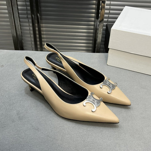 Celine alma triomphe 50 slingback cream patent calfskin