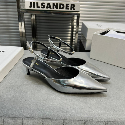 Celine cl kitten 50 silver metalic calfskin