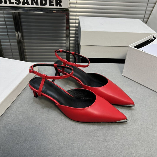 Celine cl kitten 50 with metal toe red calfskin