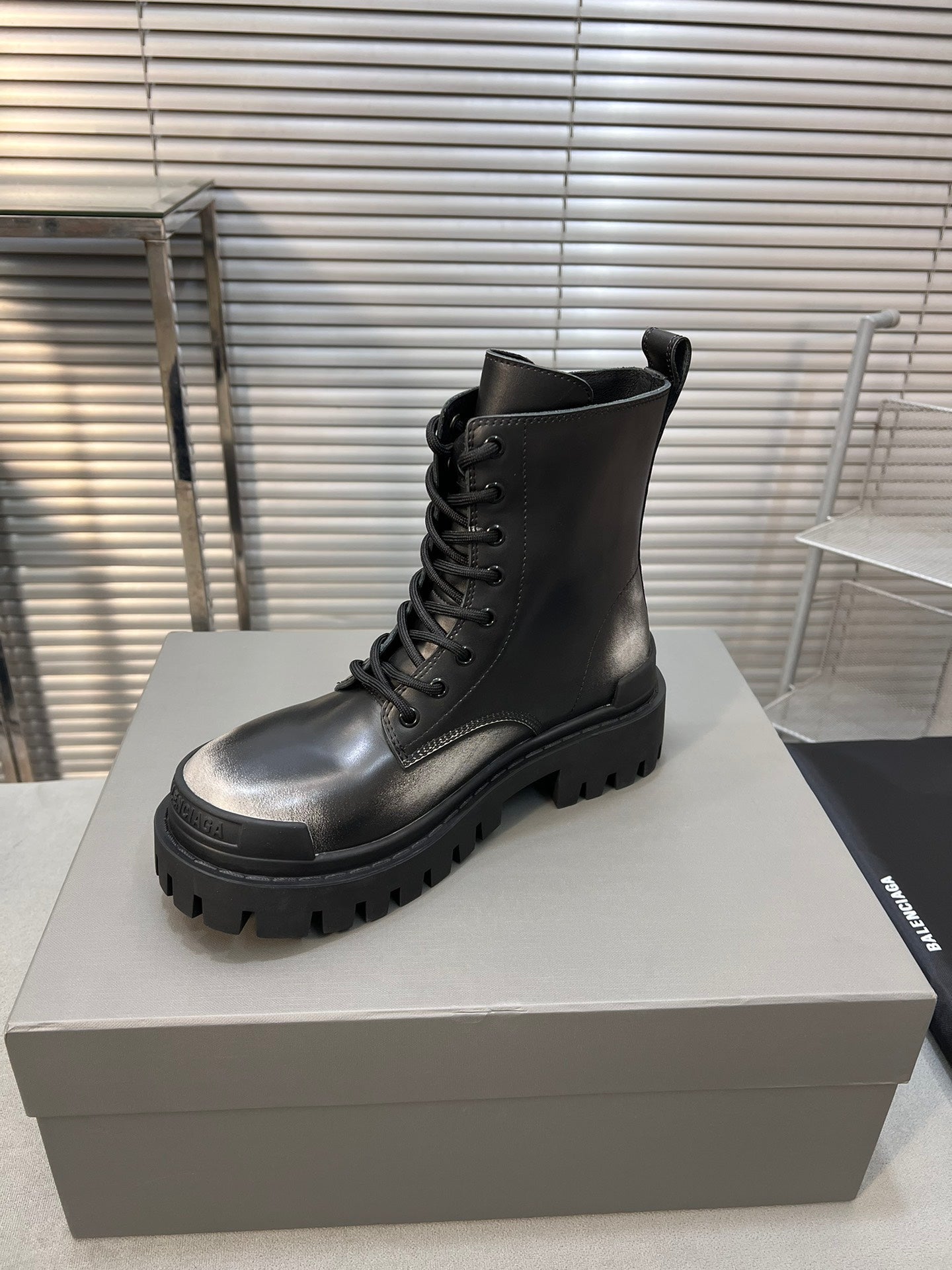Balanciaga CHUNKY BOOTS IN BLACK MIX WHITE SMOOTH CALFSKIN