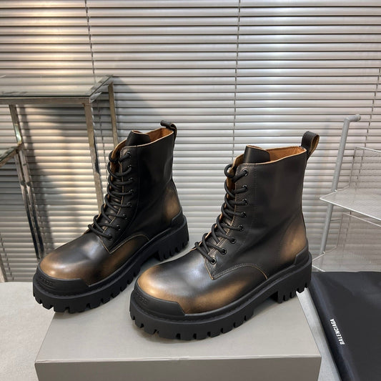 Balanciaga CHUNKY BOOTS IN BLACK MIX BRONZE SMOOTH CALFSKIN