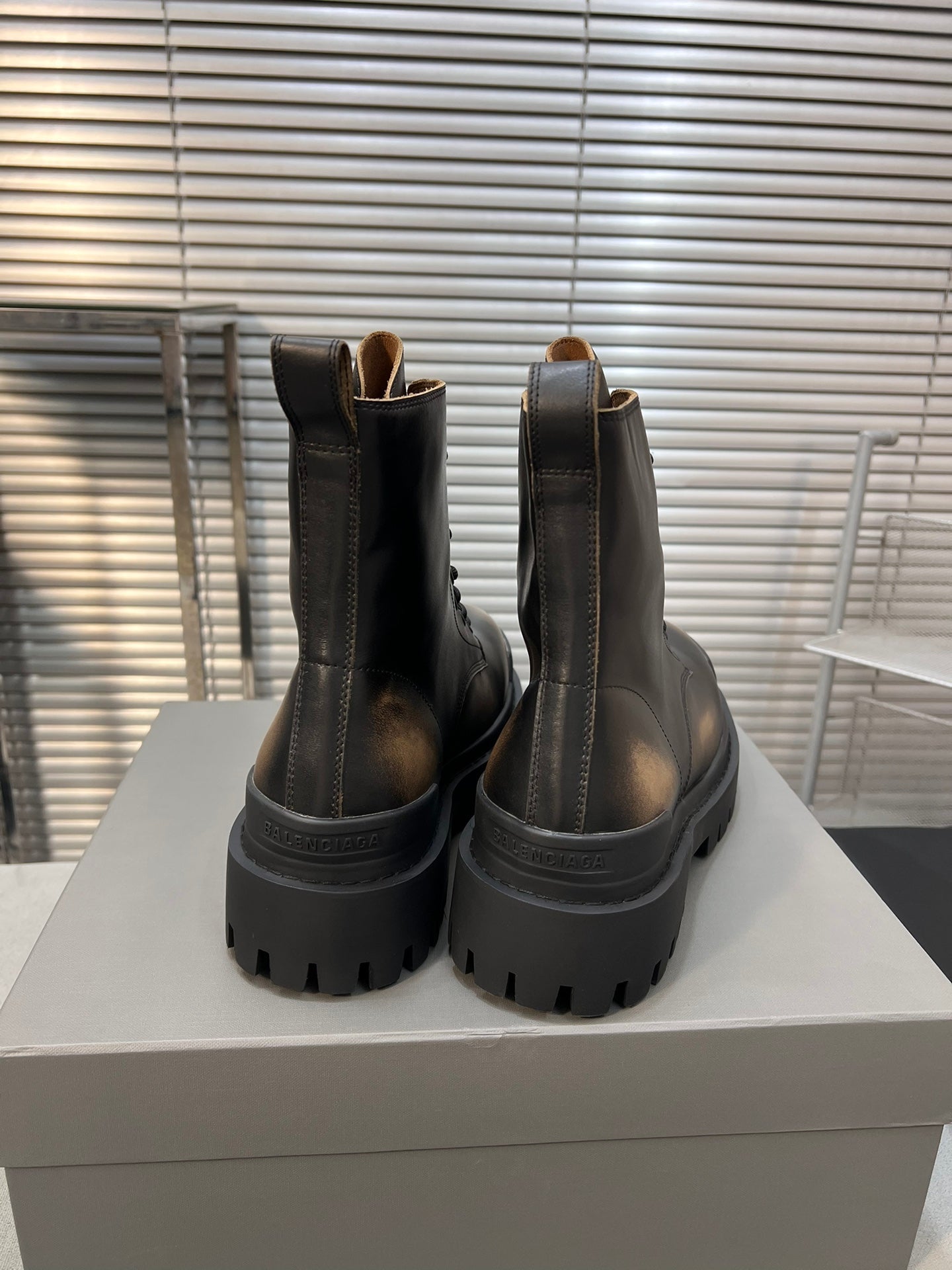 Balanciaga CHUNKY BOOTS IN BLACK MIX BRONZE SMOOTH CALFSKIN