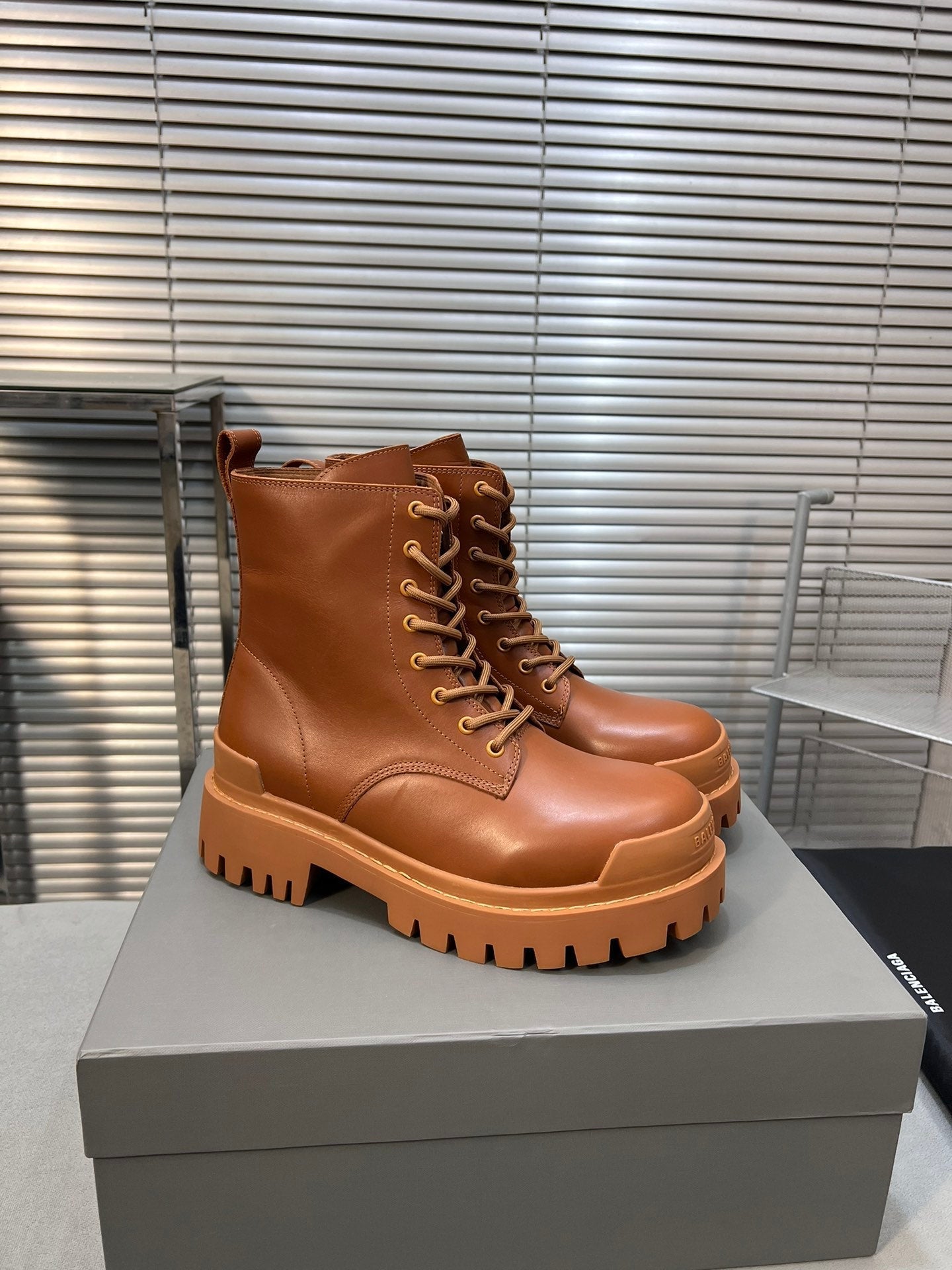 Balanciaga CHUNKY BOOTS IN TAN SMOOTH CALFSKIN