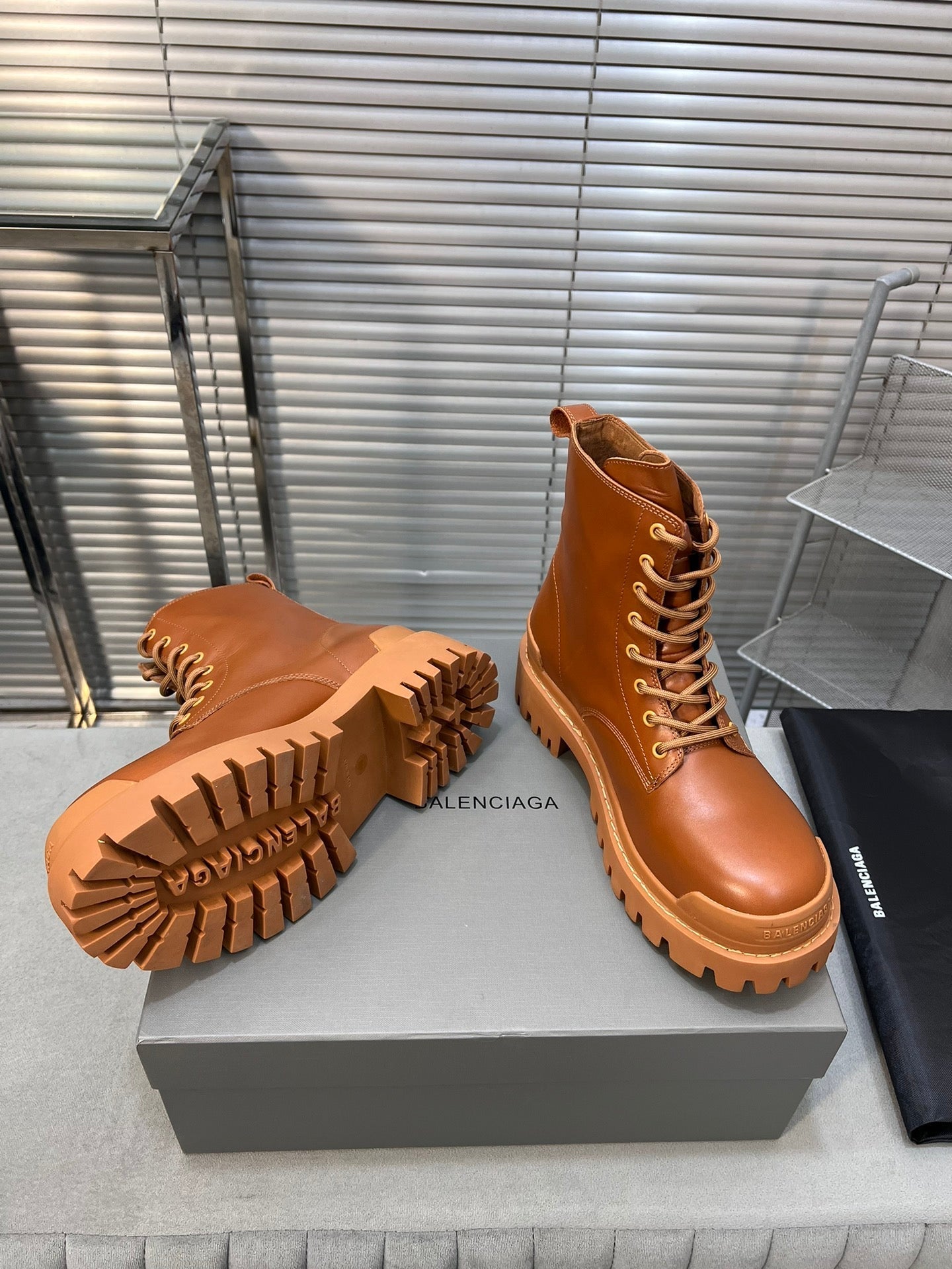 Balanciaga CHUNKY BOOTS IN TAN SMOOTH CALFSKIN