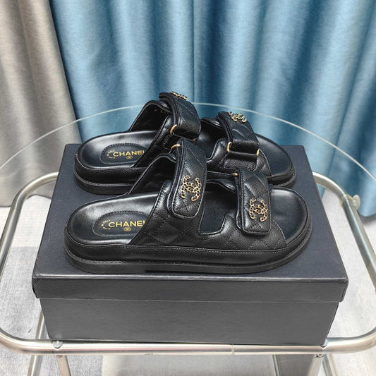 CHANEL 25C Dad Mule Black Grained Calfskin
