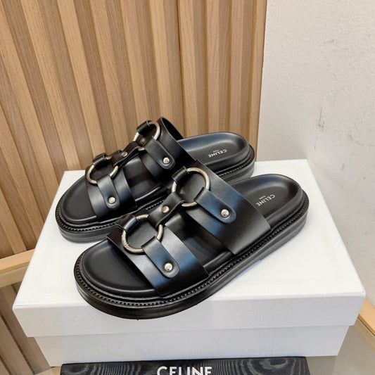 Celine DAD SANDALS BLACK CALFSKIN