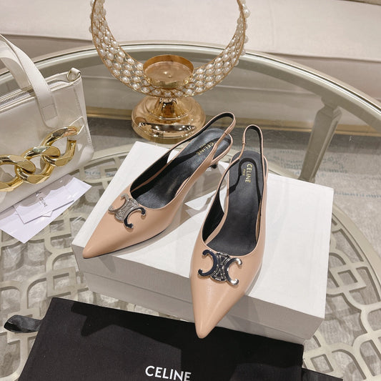 Celine HIGH SLINGBACK 5 CM IN SEPIA TAN CALFSKIN