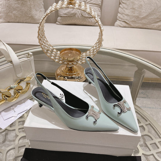 Celine HIGH SLINGBACK 5 CM IN POWDER BLUE CALFSKIN