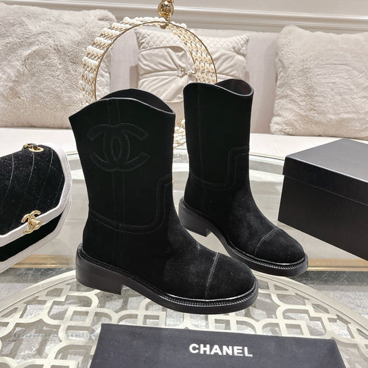 CHANEL Ankle Boots 40mm Black Suede