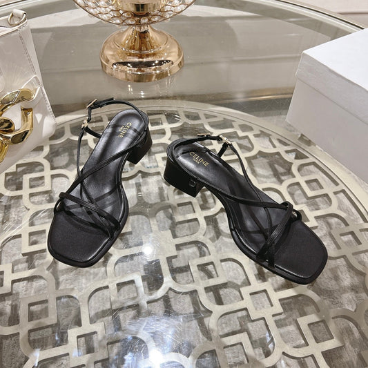 Celine HIGH SANDAL 45MM IN BLACK LAMBSKIN