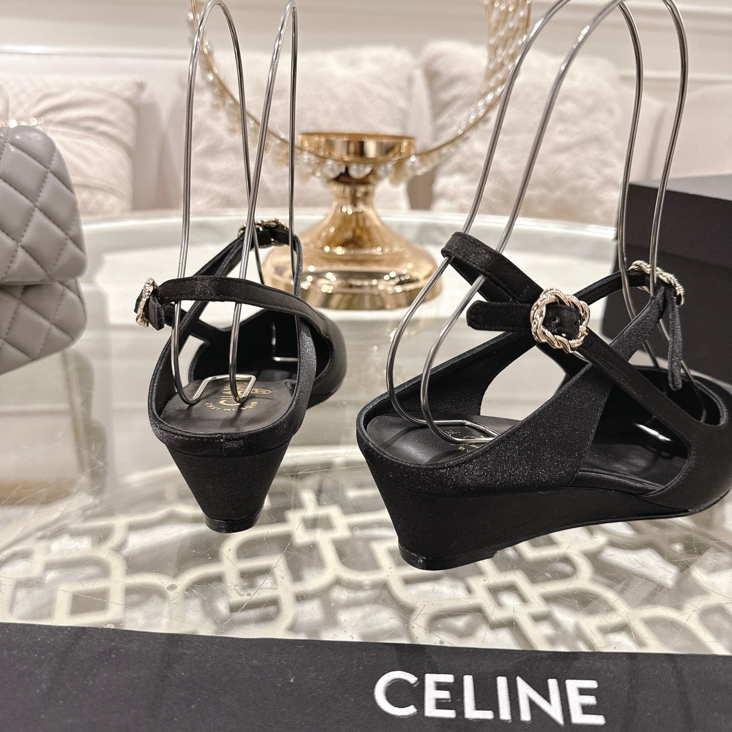 CHANEL 25 Slingback heel Black Silk and Sheepskin 268921