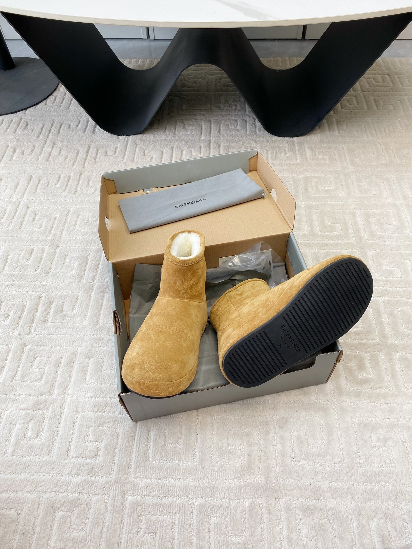 Balanciaga FLAT ANKLE BOOTS IN CIDER BROWN SUEDE AND SHEARLING LINING