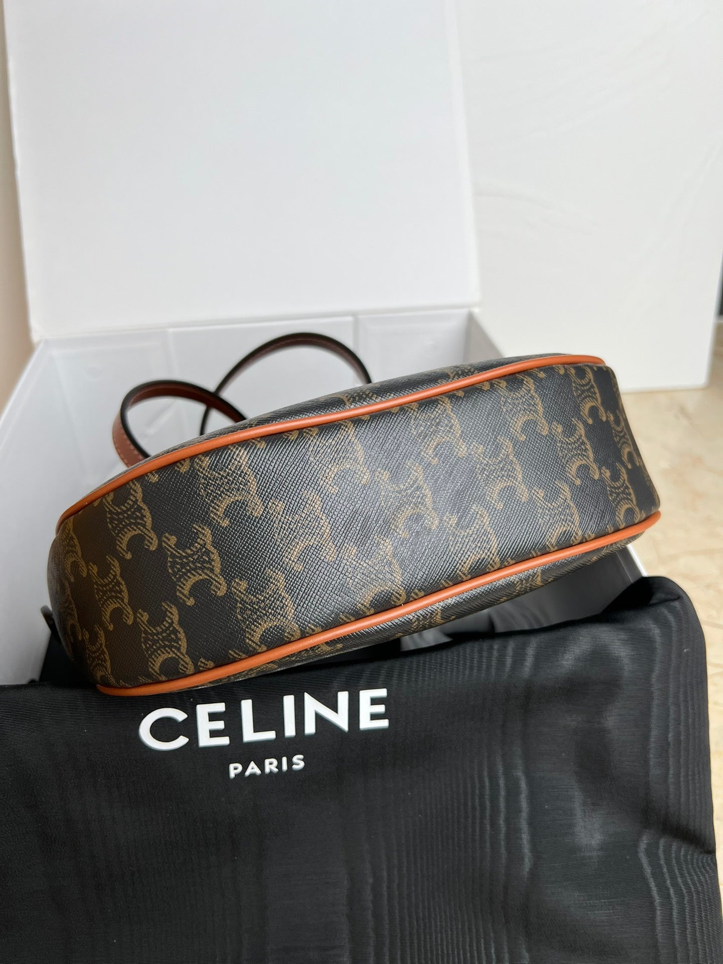 Celine small heloise 23cm cuir triomphe canvas brown calfskin