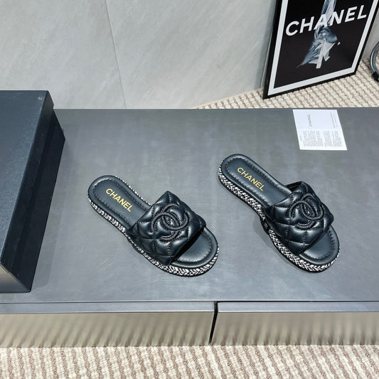 CHANEL 25 Espadrilles Sandal Quilted Calfskin