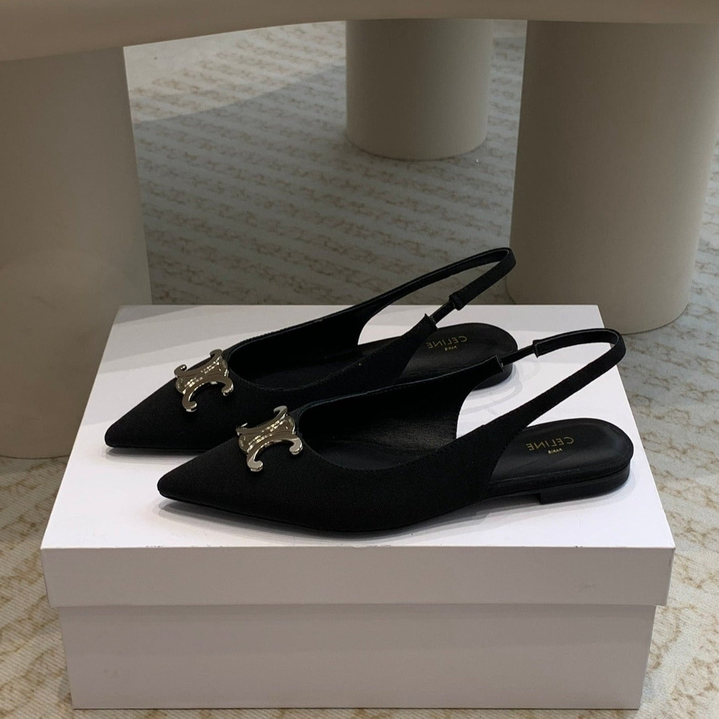 Celine ALMA TRIOMPHE SLINGBACK IN GROS-GRAIN  BLACK