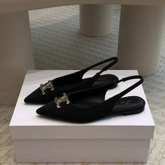 Celine ALMA TRIOMPHE SLINGBACK IN GROS-GRAIN  BLACK