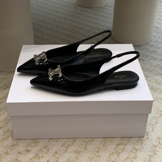 Celine ALMA TRIOMPHE SLINGBACK IN GROS-GRAIN GLOSSY BLACK
