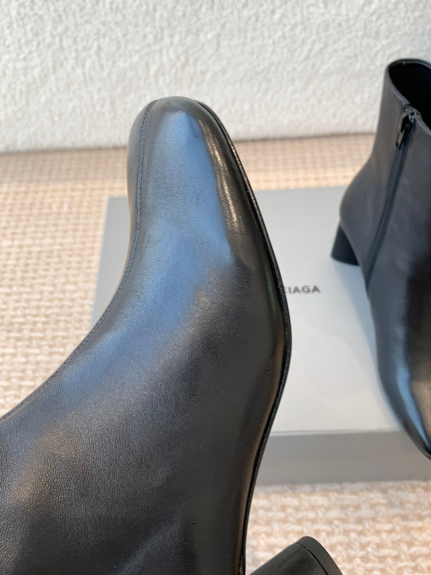 Balanciaga ANKLE BOOTS IN BLACK LOGO EMBOSSED SOFT SHEEPSKIN