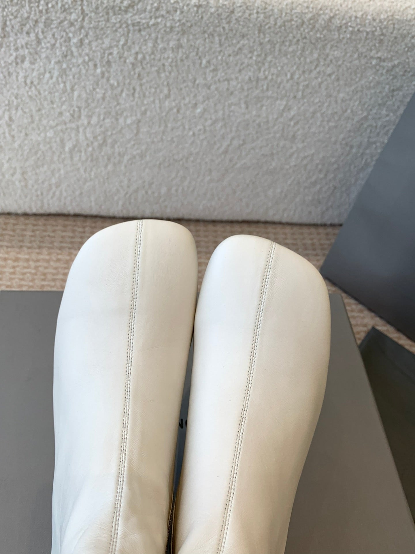 Balanciaga ANKLE BOOTS IN WHITE LOGO EMBOSSED SOFT SHEEPSKIN