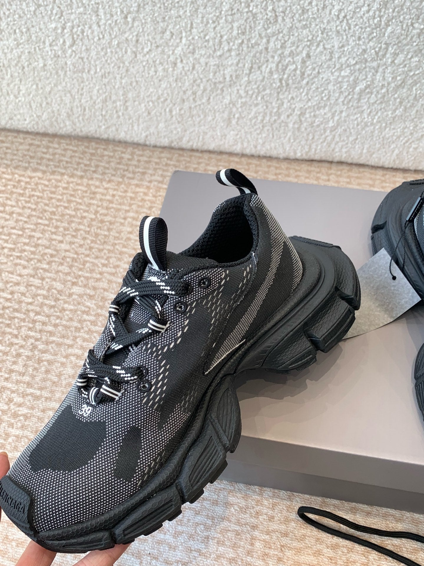 Balanciaga UNDER ARMOUR 3XL KNIT SNEAKER IN BLACK AND WHITE POLYESTER