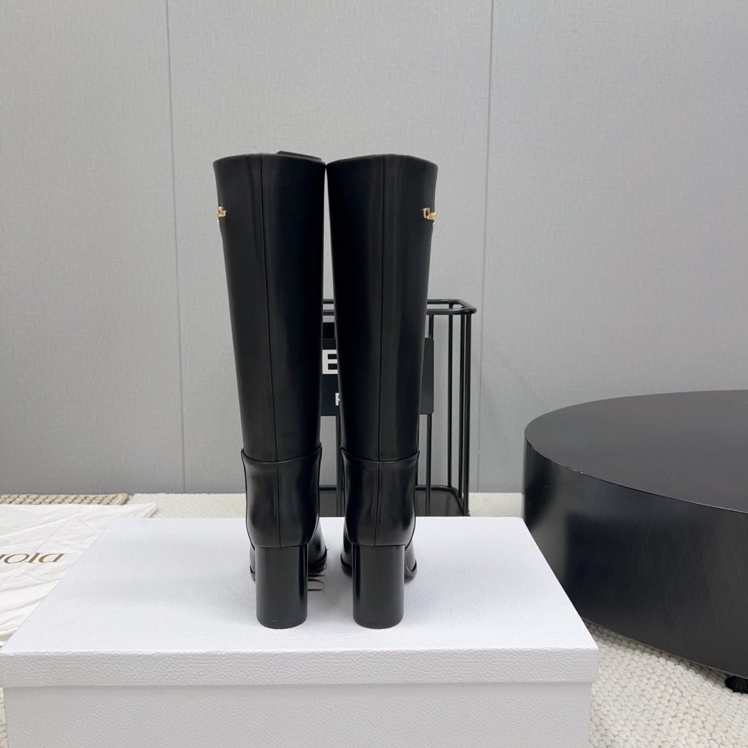 DIOR D-Town Heeled Boot 80mm In Black Cowhide 994868