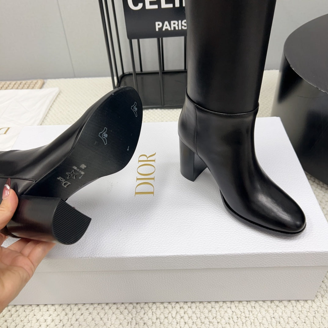 DIOR D-Town Heeled Boot 80mm In Black Cowhide 994868