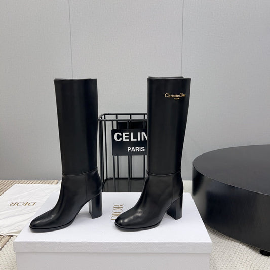 DIOR D-Town Heeled Boot 80mm In Black Cowhide 994868