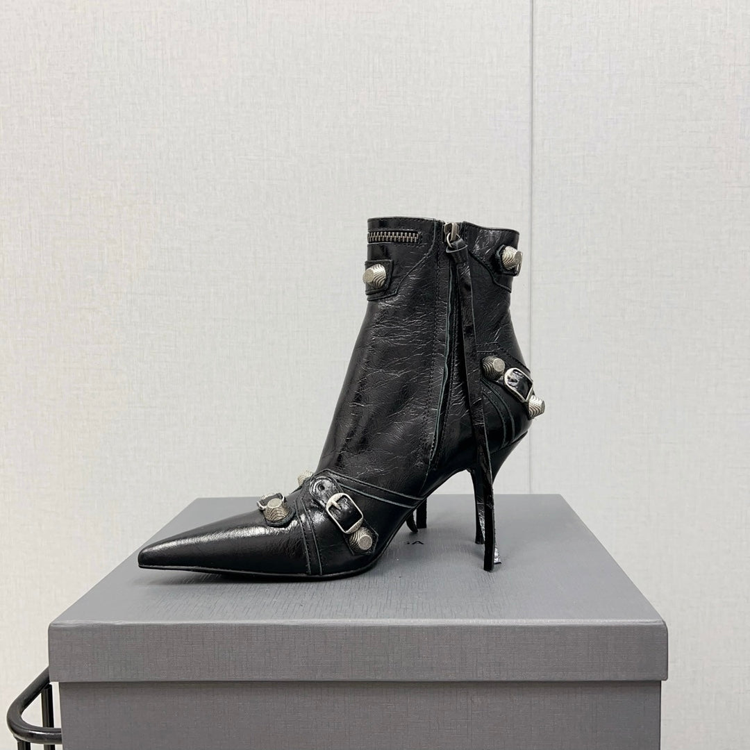 Balanciaga CAGOLE HIGH BOOTS IN BLACK LAMBSKIN