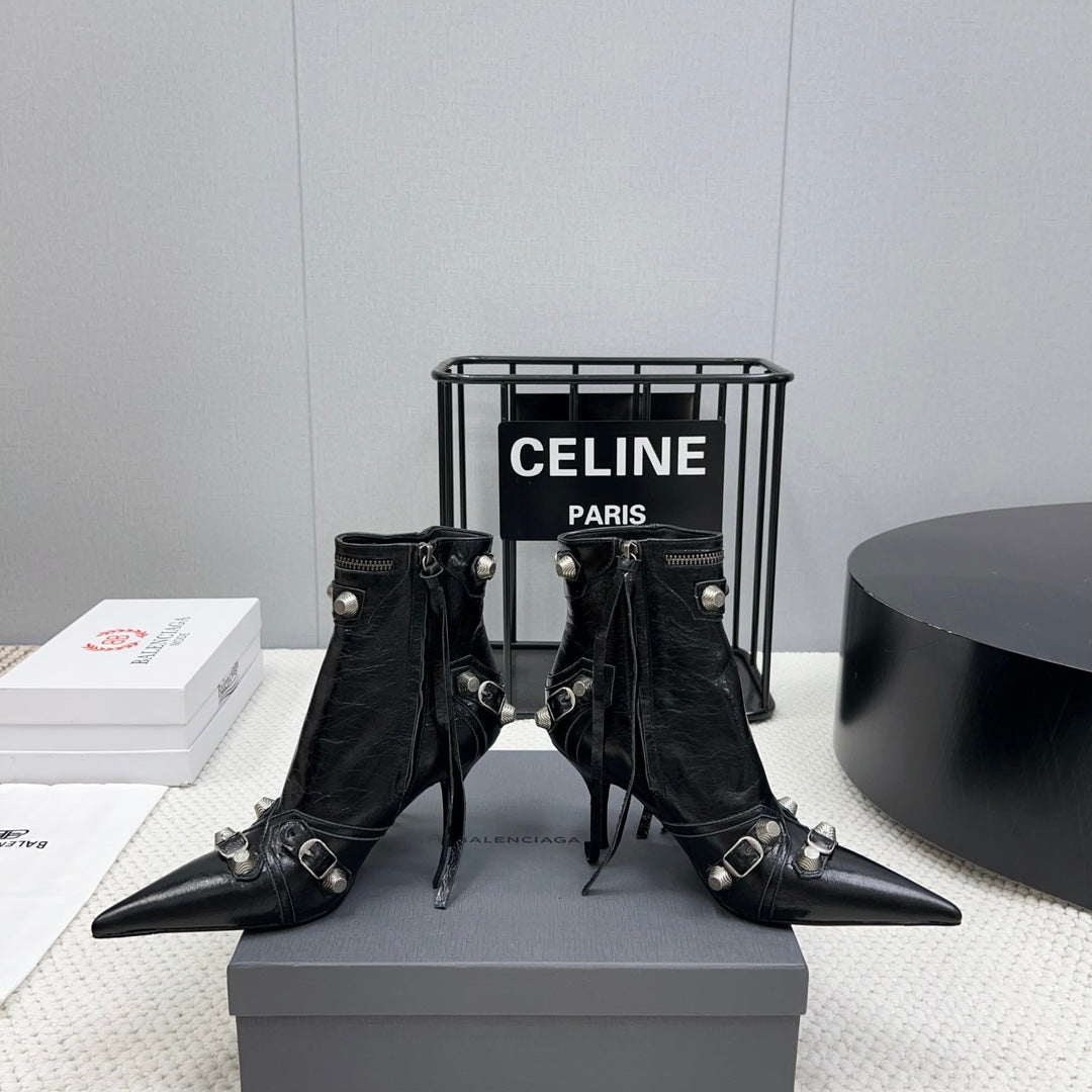 Balanciaga CAGOLE HIGH BOOTS IN BLACK LAMBSKIN