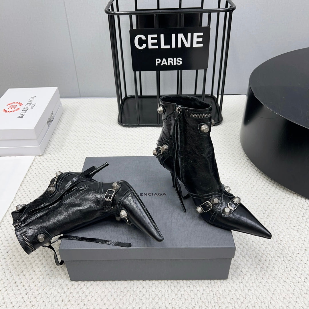 Balanciaga CAGOLE HIGH BOOTS IN BLACK LAMBSKIN