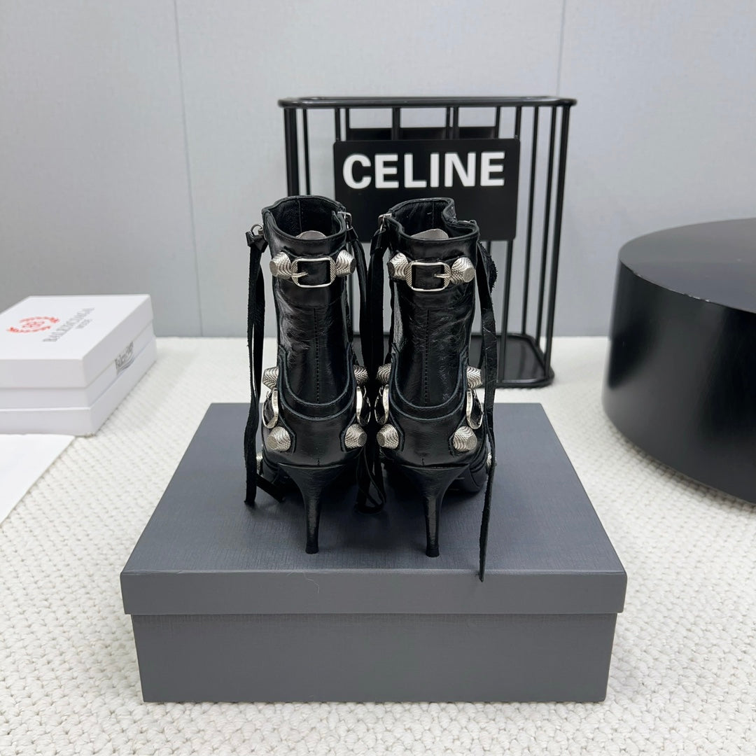 Balanciaga CAGOLE HIGH BOOTS IN BLACK LAMBSKIN