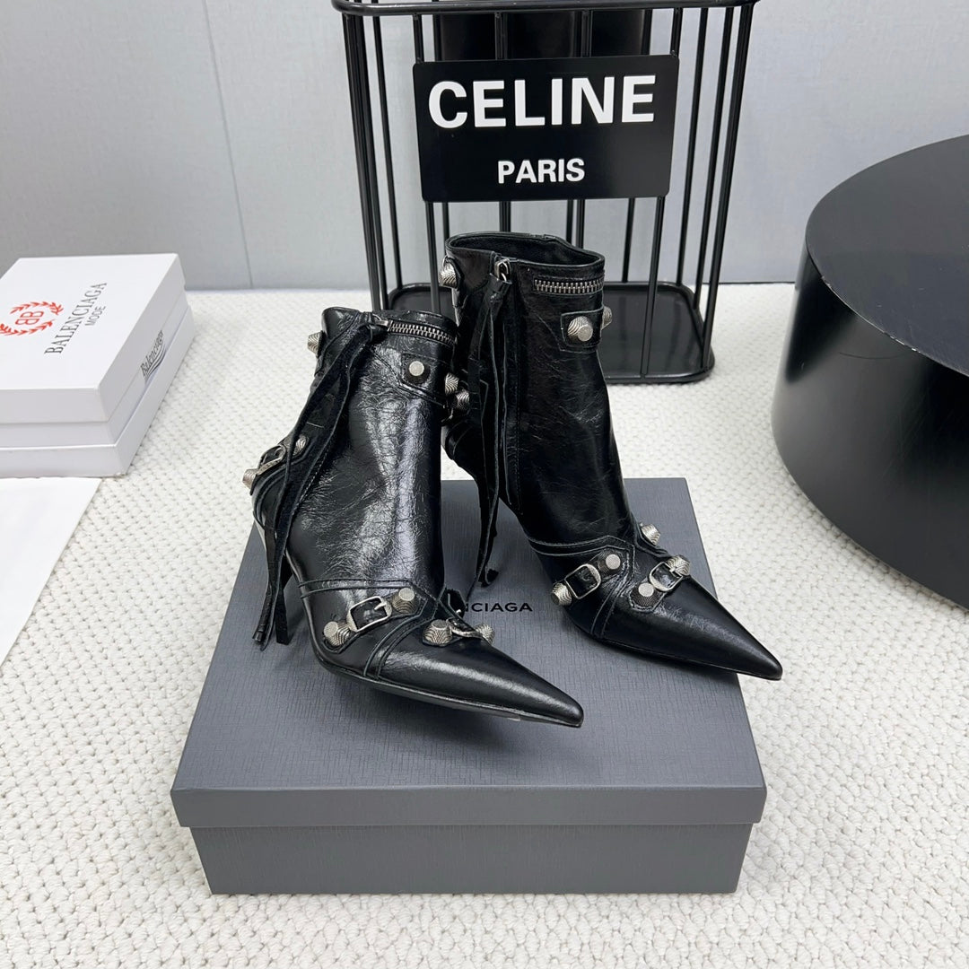 Balanciaga CAGOLE HIGH BOOTS IN BLACK LAMBSKIN