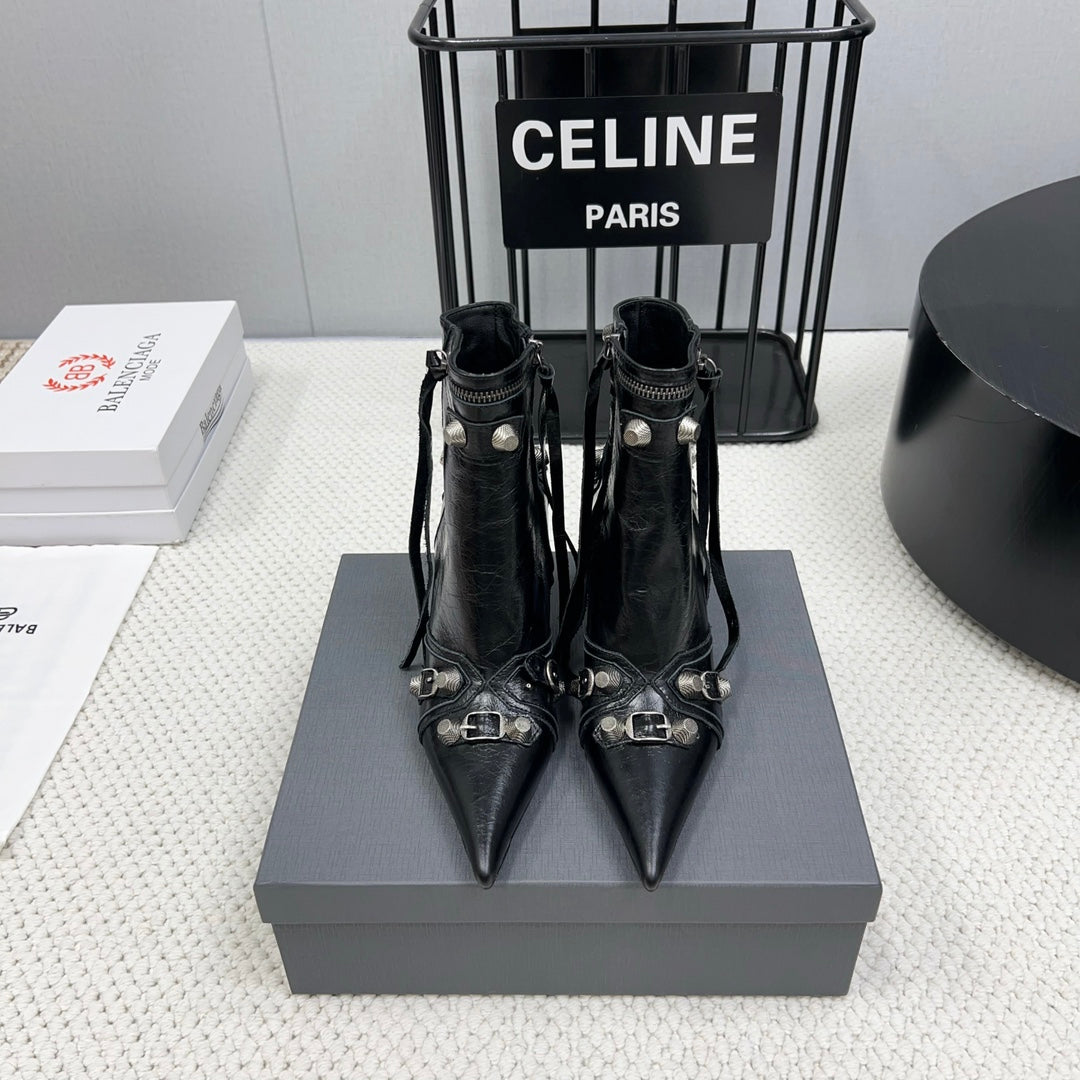 Balanciaga CAGOLE HIGH BOOTS IN BLACK LAMBSKIN