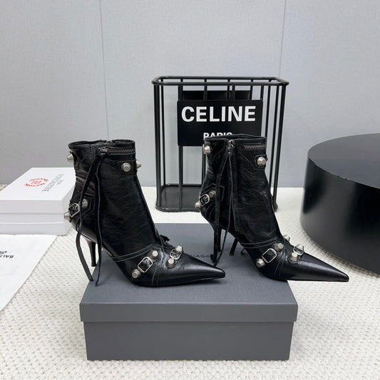Balanciaga CAGOLE HIGH BOOTS IN BLACK LAMBSKIN