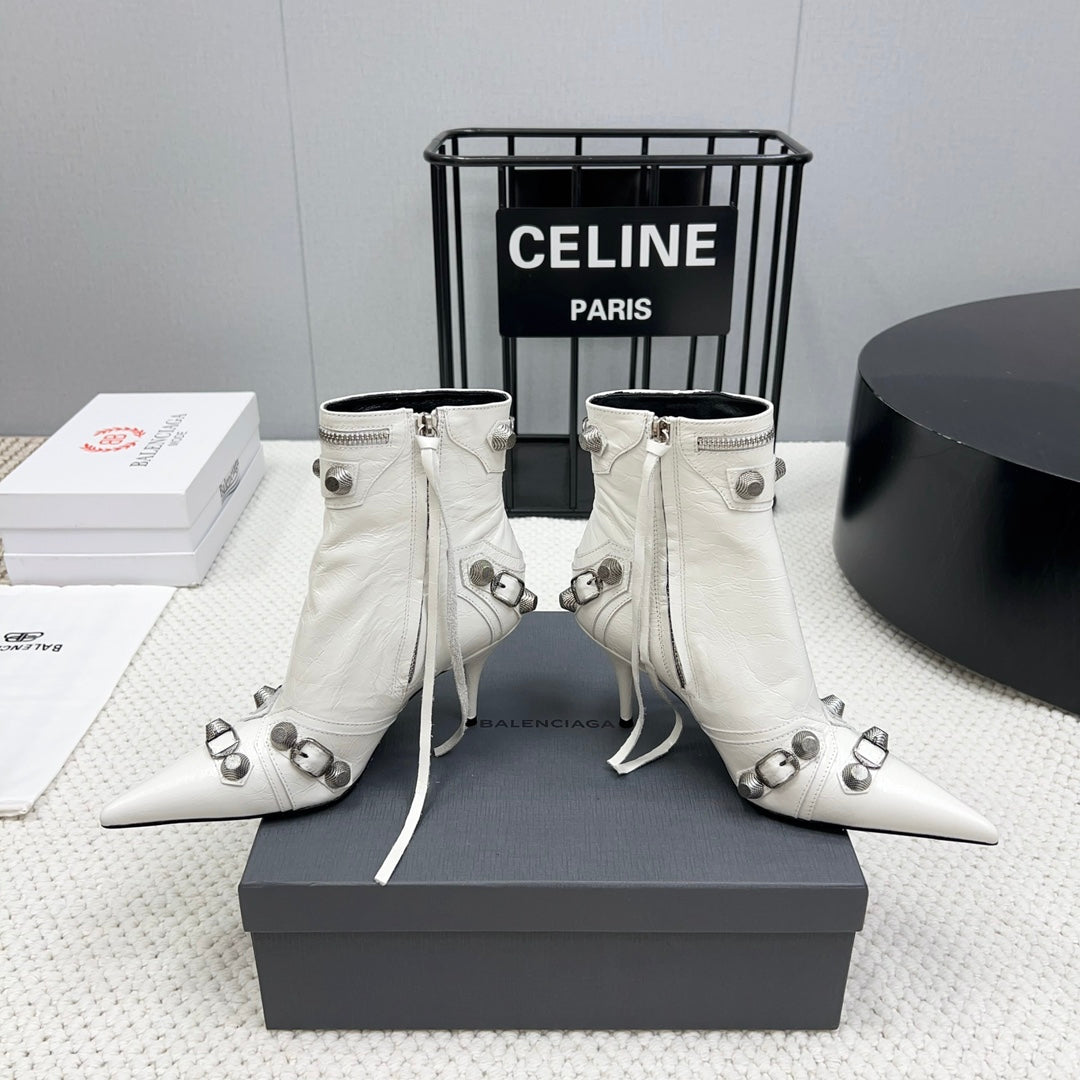 Balanciaga CAGOLE HIGH BOOTS IN WHITE LAMBSKIN
