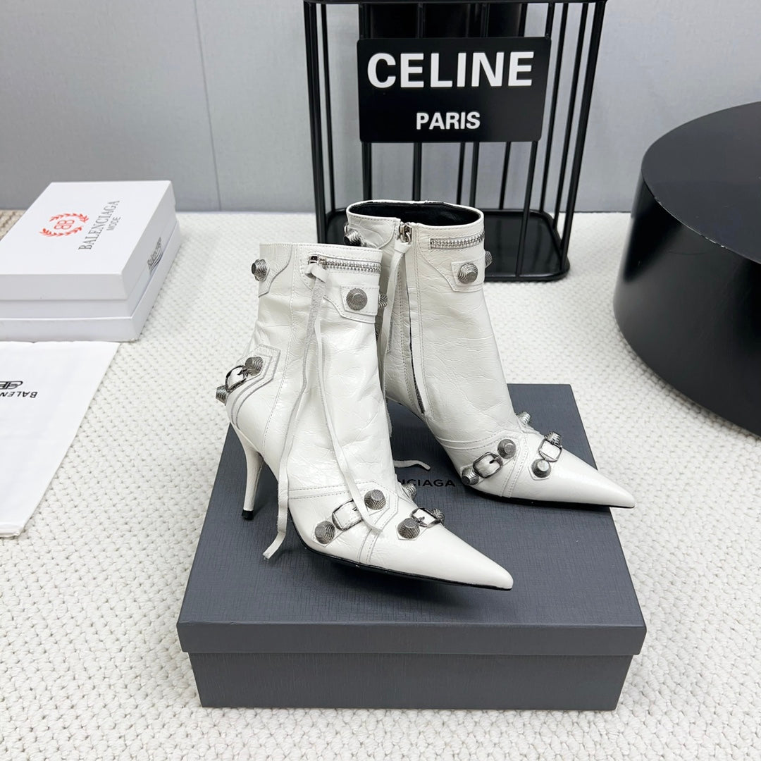 Balanciaga CAGOLE HIGH BOOTS IN WHITE LAMBSKIN