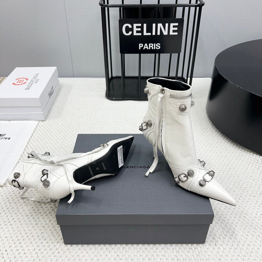 Balanciaga CAGOLE HIGH BOOTS IN WHITE LAMBSKIN